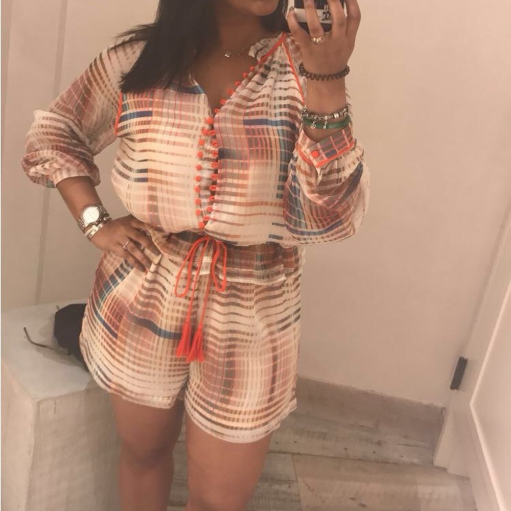 Anthropologie Multicolor Plaid Romper